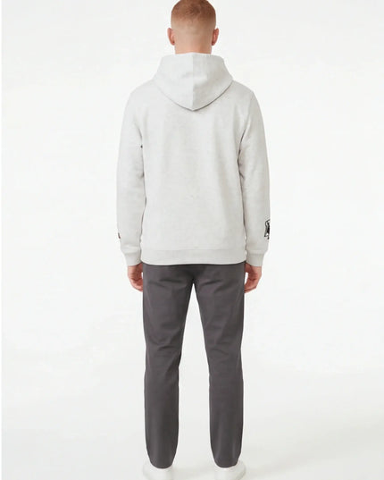 Maison Grozavu Ash Hoodie Drape in signature tone — front view showing the premium woven texture