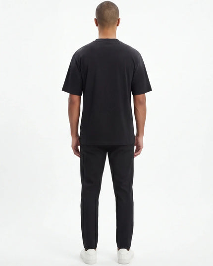 Maison Grozavu Quiet Quartz Tee in signature tone — front view showing the structured collar construction
