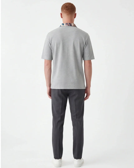 Maison Grozavu Refined Basalt Shirt in signature tone — front view showing the seamless shoulder transition