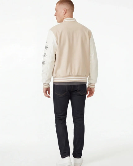 Rear view of the Maison Grozavu Structured Clay Jacket in jacket — showing the structural collar.