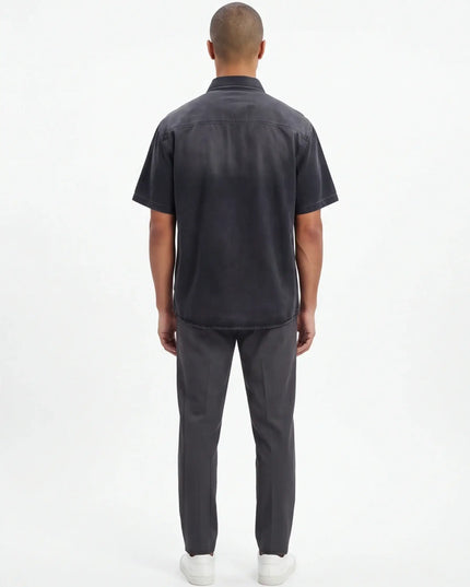 Rear view of the Maison Grozavu Earth Shirt Mark in style — showing the robust construction.
