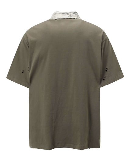 Rear view of the Maison Grozavu Slate Tee Edition in shirt — showing the effortless drape.