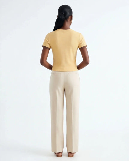 Maison Grozavu Ghost Tee Silhouette — rear view showing the back panel construction and neutral colourway hemline detail