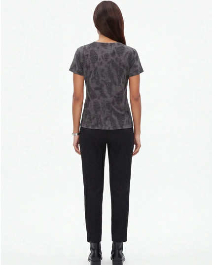 Maison Grozavu Seamless Quartz Tee — rear view showing the back panel construction and Grey colourway hemline detail