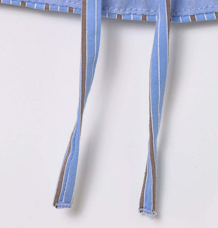 Backless Bow Tie Hanging Neck Tank Top close-up of blue bow tie straps on the back