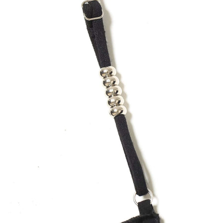 Black strap with silver beads detail for a stylish accessory.
