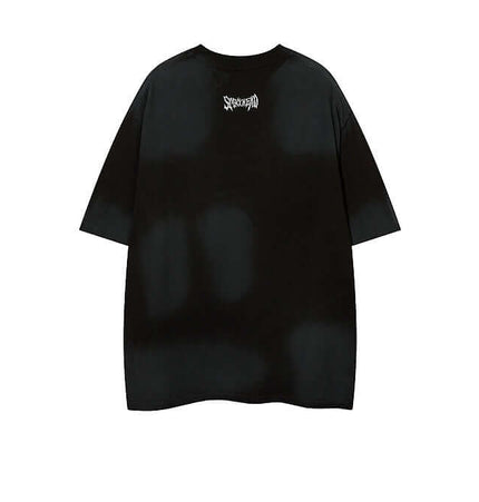 Patch Embroidery TShirt – Loose Fit, black casual oversized tee with drop-shoulder design and back logo detail.