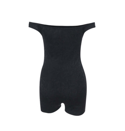 Back view of a Casual Lace Shoulder Jumpsuit showcasing off-shoulder design and sleek silhouette.