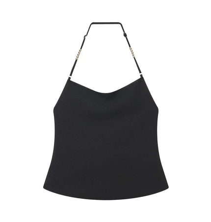 Round Neck Knit Top – Slim Fit in classic solid black with elegant design and unique texture.