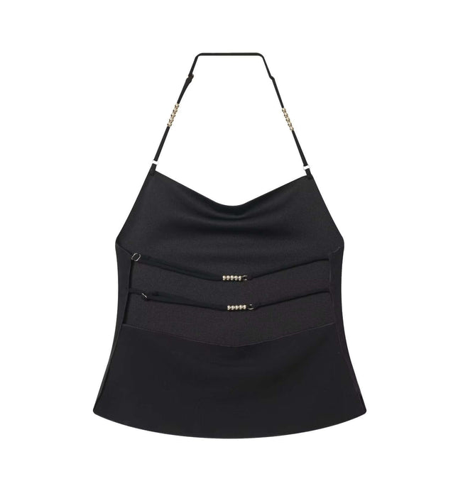 Round Neck Knit Top – Slim Fit, stylish black top with unique design and functional zip pockets.