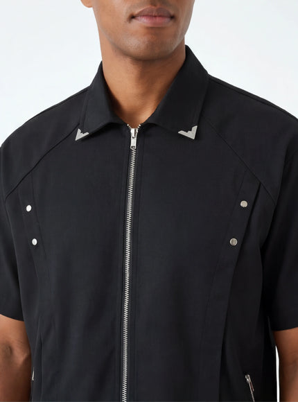 Blouse courte unique avec fermeture éclair à coupe parfaite