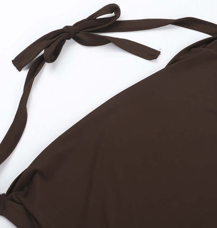 Suspender Halter Vest – Slim Fit in rich brown fabric with adjustable ties for a comfortable fit.