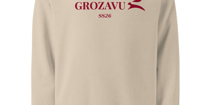 Grozavu Brushed Fleece Crewneck in 350 g/m² organic cotton, Desert Dust, front