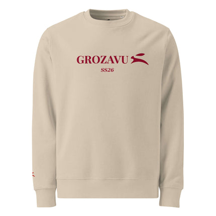 Grozavu Brushed Fleece Crewneck in 350 g/m² organic cotton, Desert Dust, front