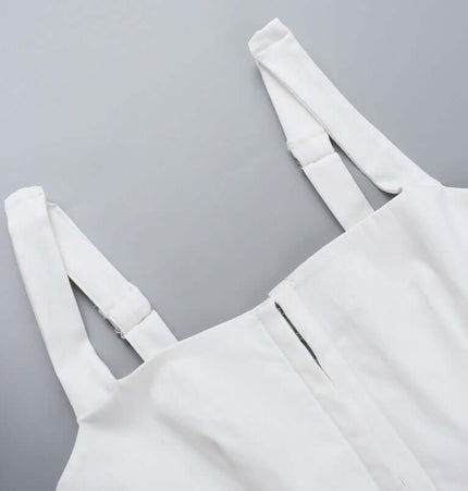 Buckle Waist Slim Fit Tank Top close-up of white straps and back detail