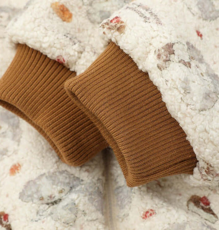 Close-up of the cuffs on the Bunny Ears Hooded Coat – Loose Fit, showcasing cozy fabric details.