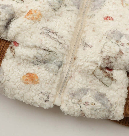 Bunny Ears Hooded Coat – Loose Fit close-up of soft fabric with colorful patterns