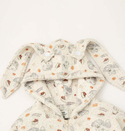 Bunny Ears Hooded Coat – Loose Fit with cute bunny ears and soft fabric design, perfect for playful street fashion.