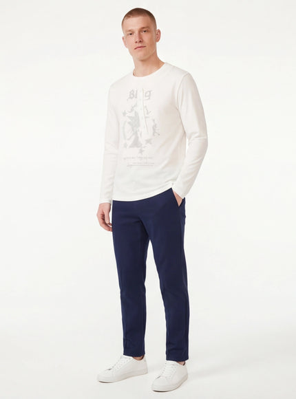 Back view of White abstract print round neck sleeve by Grozavu