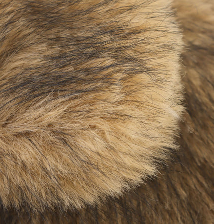 Close-up of camel shearling texture on Camel Shearling Zipper Jacket – Regular Fit, showcasing softness and quality.