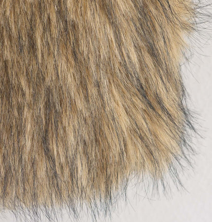 Camel Shearling Zipper Jacket – Regular Fit close-up of soft shearling fabric texture