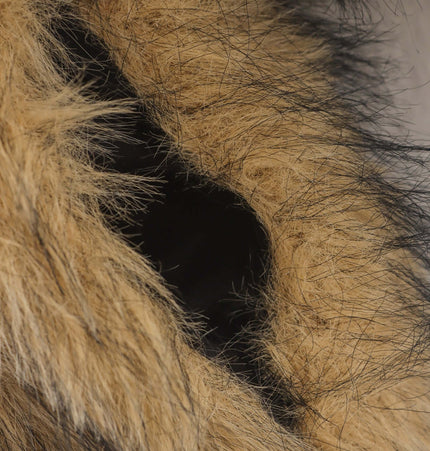 Close-up of soft camel shearling texture in the Camel Shearling Zipper Jacket – Regular Fit.