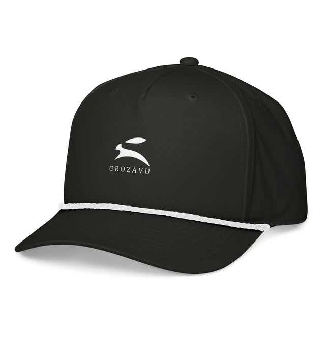 Classic rope cap in black with braided rope detailing and a sleek logo design.