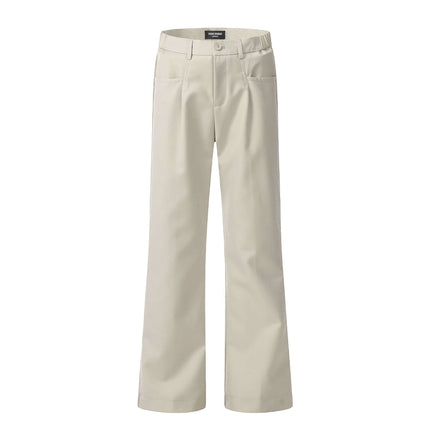 Classic Straight Pants – Slimming Fit in light beige with wrinkle-free finish and modern straight-leg cut.