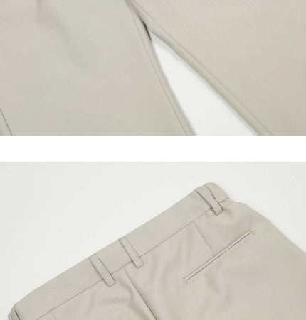 Classic Straight Pants – Slimming Fit in beige with a modern straight-leg cut and wrinkle-free finish.