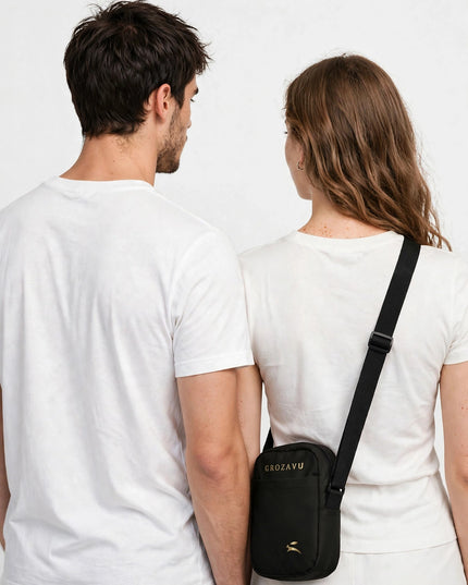 Back view of the 1.4 L pocket crossbody on the adjustable strap