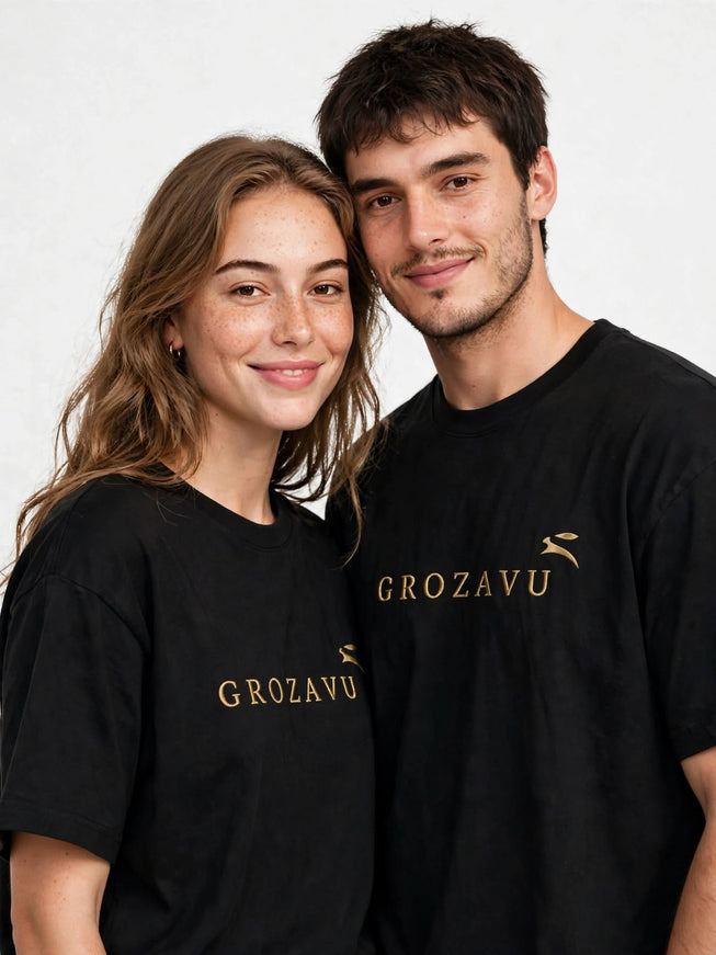 Black boxy tee in 170 g/m² Airlume cotton, studio shot