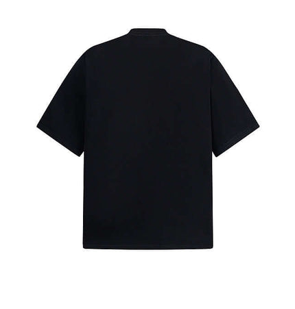 Creative Letter Print TShirt – Loose Fit black back view, relaxed oversized tee for summer leisure wear.