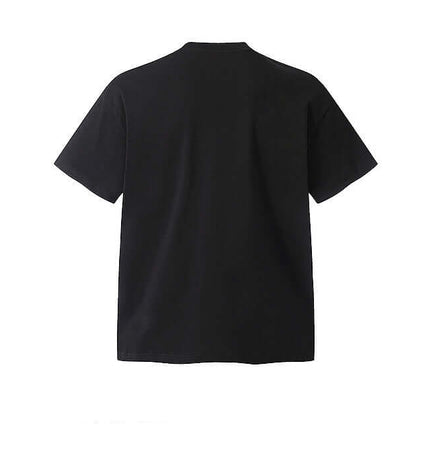 Back view of the Creative Letter Print TShirt – Clean Fit in black, showcasing a modern drop-shoulder design.
