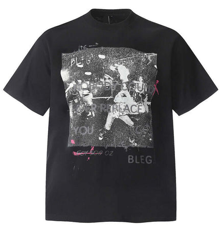 Creative Letter Print TShirt – Clean Fit featuring a bold graphic design on a stylish black background.