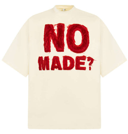 Creative Letter Print TShirt – Loose Fit featuring bold red flocking letters on a casual white short-sleeve tee.