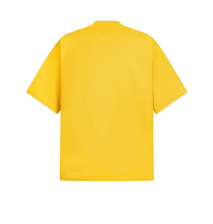 Creative Letter Print TShirt – Loose Fit in yellow, showcasing the back view of a relaxed oversized tee.
