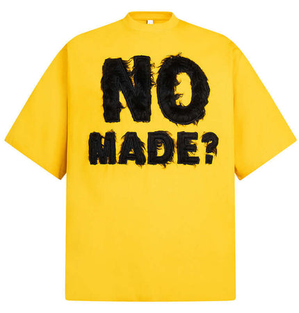 Creative Letter Print TShirt – Loose Fit in bright yellow with bold flocked lettering.