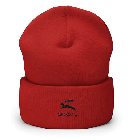 Cuffed Beanie in bright red featuring embroidered logo, a snug and stylish accessory for any wardrobe.