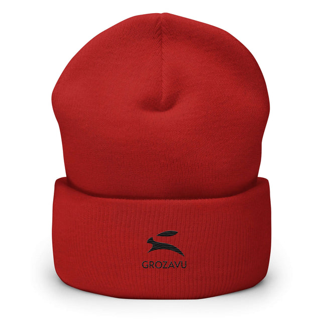 Cuffed Beanie in bright red featuring embroidered logo, a snug and stylish accessory for any wardrobe.