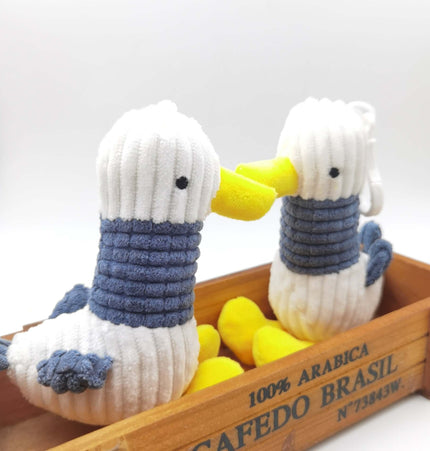 Plush Seagull Doll Bag Pendant Keychain in cute cartoon style, perfect for backpacks and keys.