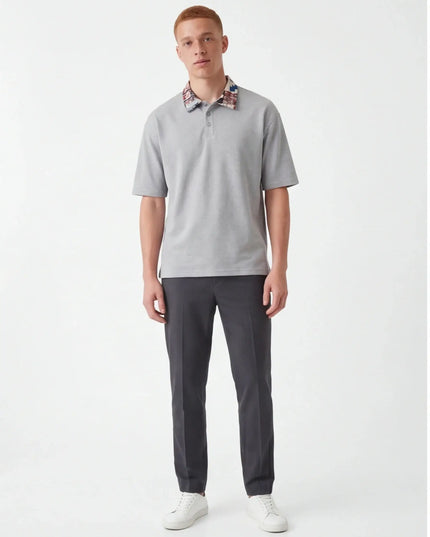 Maison Grozavu Refined Basalt Shirt in signature tone — front view showing the structured collar construction