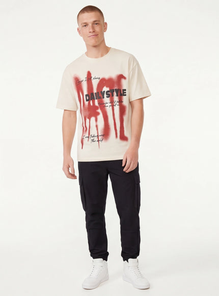 Essentieller Fit Graffiti Buchstaben Kurzarm T-Shirt