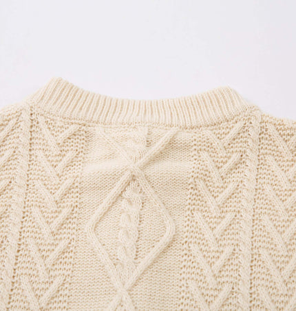 Back view of a Diamond Pattern Jacquard Knit Sweater showcasing its intricate knit design and collar.