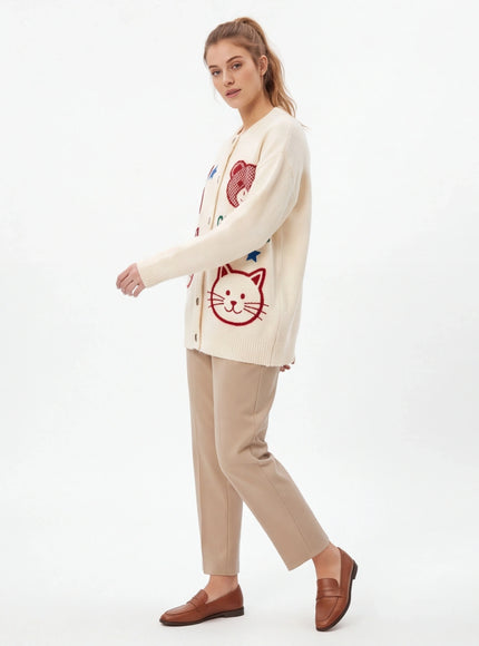 Must-Have Florales Strick Schwerer Cardigan