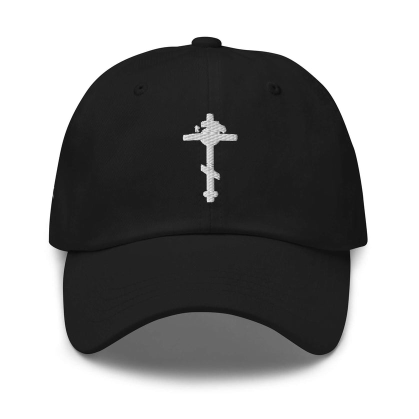 Front view of the Maison Grozavu Bone Cap Profile in hat — showing the refined stitching.