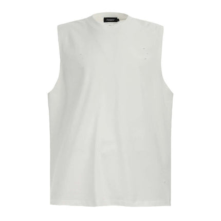 Distressed Sport Tank Top – Loose Fit in white with subtle ripped details for a modern, casual look.