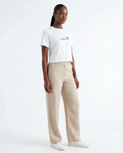 Stark Taupe Tee detail shot — collar, cuff or waistband construction visible in precise detail