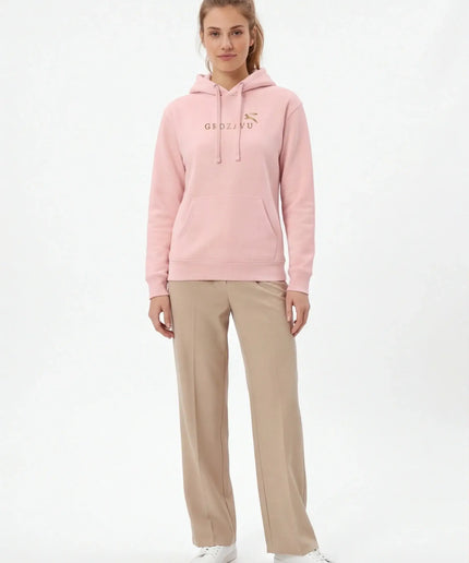 Front view of the Maison Grozavu Stark Chalk Hoodie in collection — showing the premium fabric texture.