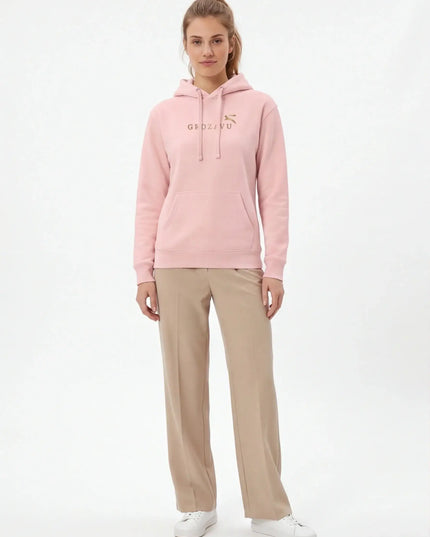 Front view of the Maison Grozavu Stark Chalk Hoodie in collection — showing the premium fabric texture.
