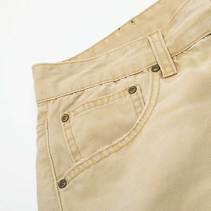 Close-up of Elastic Waist Denim Shorts – Straight Fit with detailed stitching and pocket design.